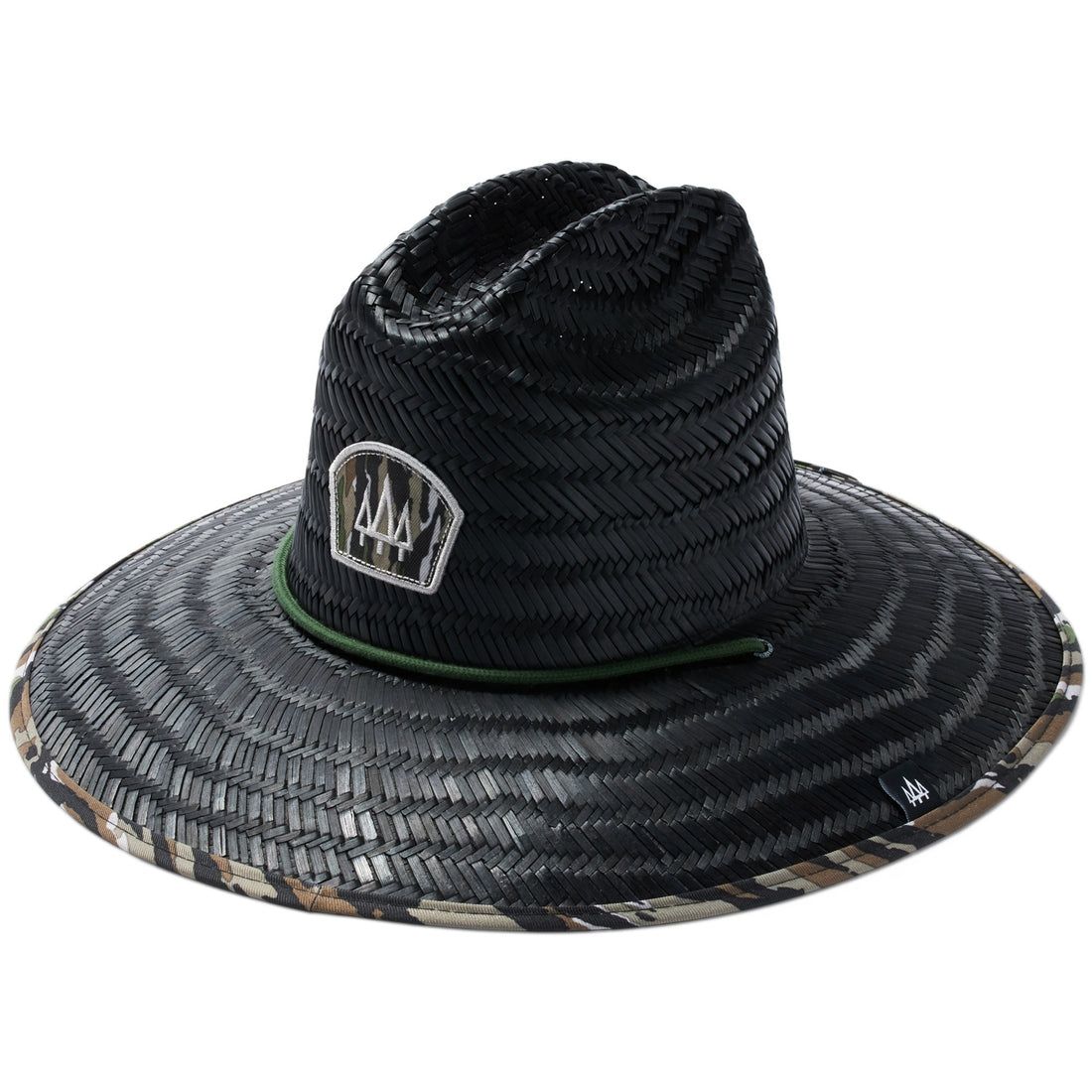 Blackout Straw Lifeguard Hat, Black Print Straw Hat UPF 50+