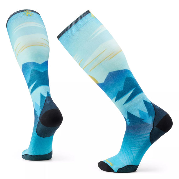 Smartwool Ski Zero Cushion Chasing Mountains Print Socks - BLUE