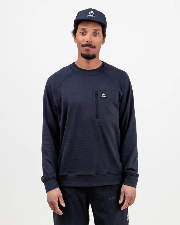 Jones Flagship Recycled Grid Fleece Crew - BLACK