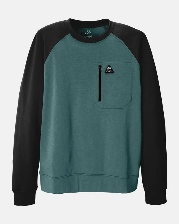 Jones Flagship Recycled Grid Fleece Crew - BLUE