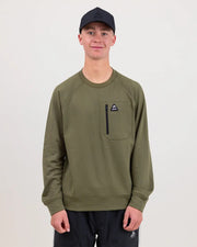 Jones Flagship Recycled Grid Fleece Crew - GREEN