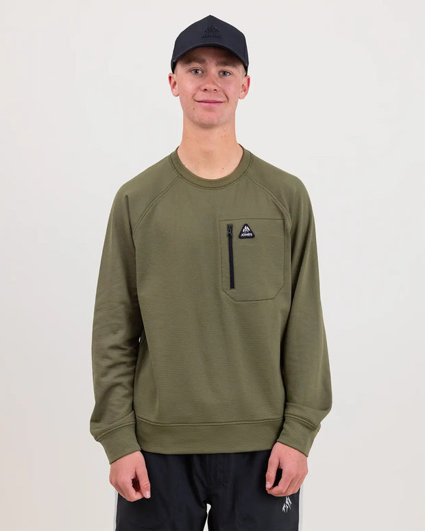 Jones Flagship Recycled Grid Fleece Crew - GREEN