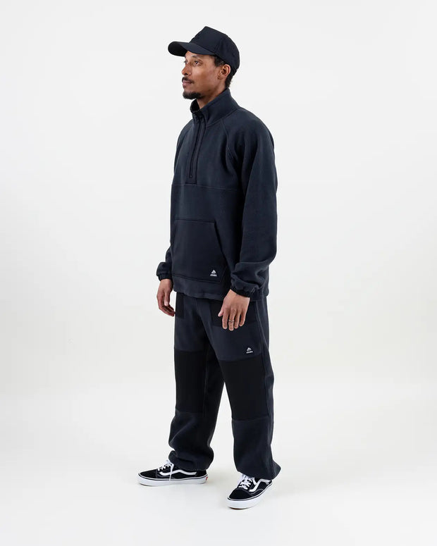 Jones Lodge Half Zip Recycled Fleece Pullover - BLACK
