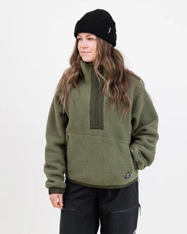 Jones Women’s Campfire Recycled Sherpa Fleece Pullover - GREEN
