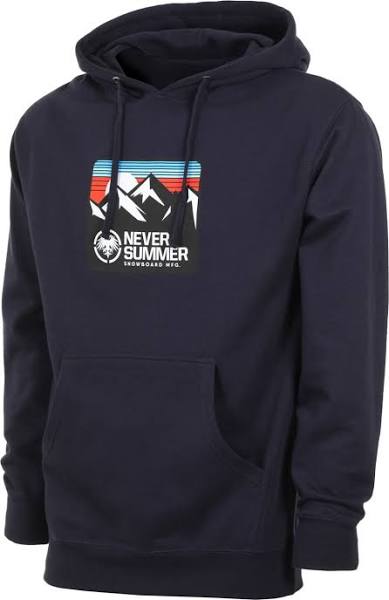 Never Summer Retro Mountain Pullover Hoodie - NAVY